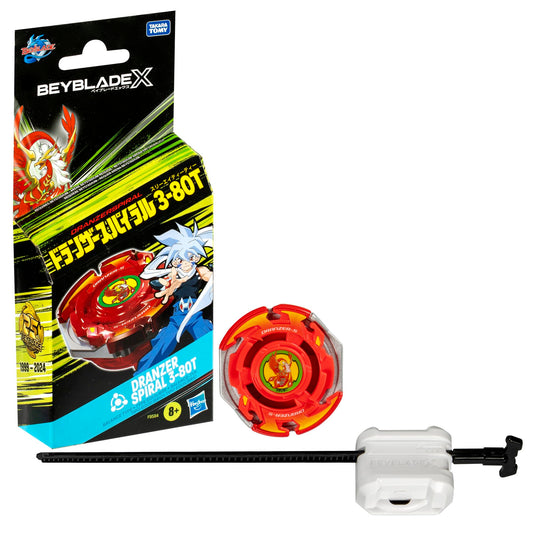 Beyblade X Dranzer Spiral 3-80T right-spin top in red ready for balanced battles.