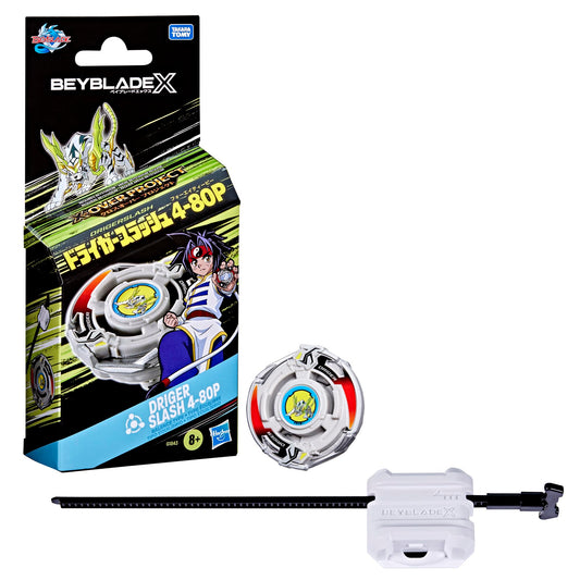 Beyblade X Driger Slash 4-80P top ready for high-speed battles in Beystadium.