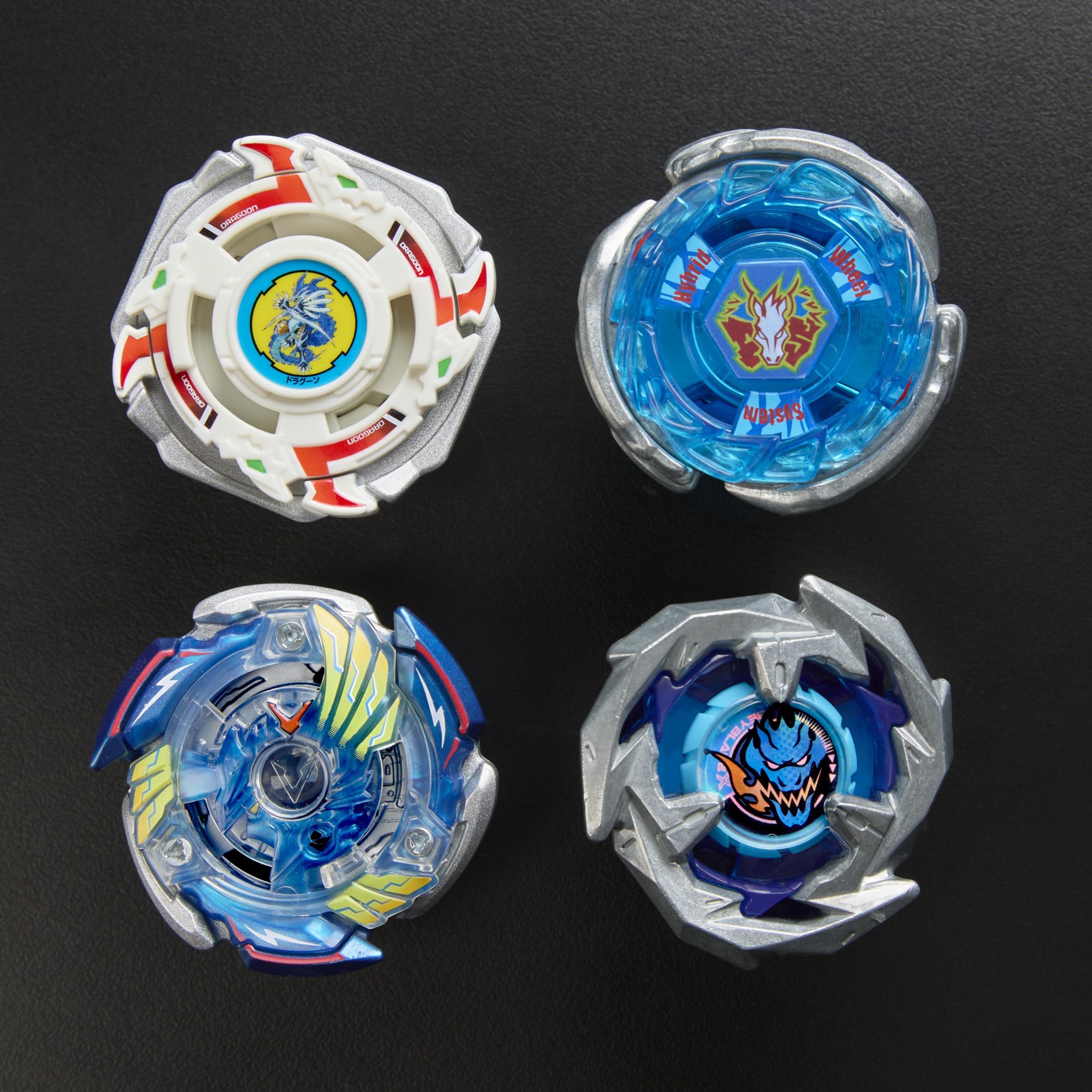Beyblade X four tops and launchers deliver instant battle-ready setup