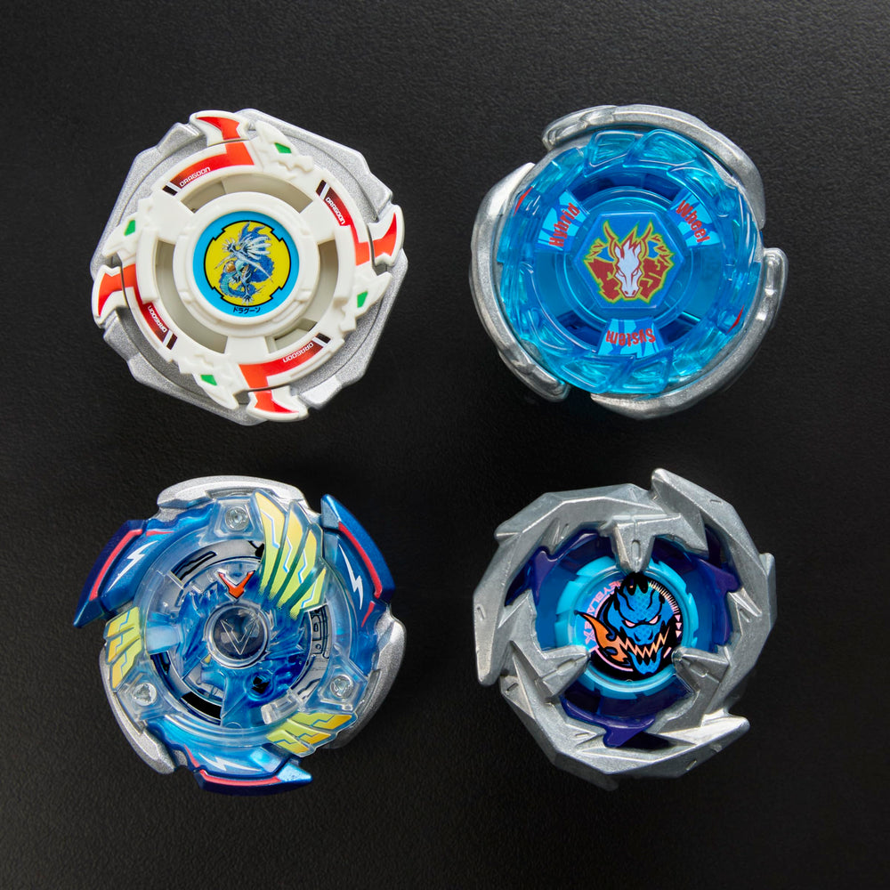 Beyblade X four tops and launchers deliver instant battle-ready setup