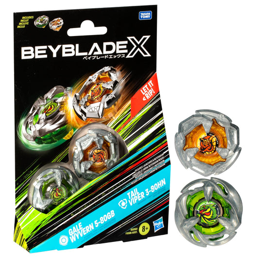 Beyblade X Gale Wyvern 5-80GB front view showcases fast spin and collector appeal.