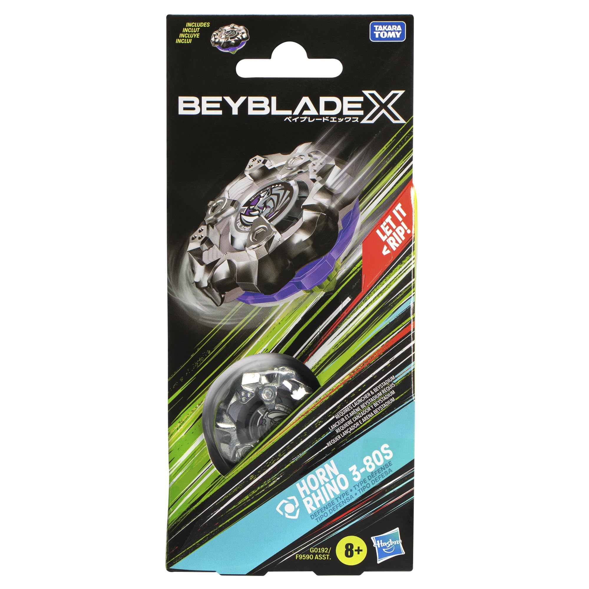 Beyblade Burst Beystadium battle featuring Horn Rhino