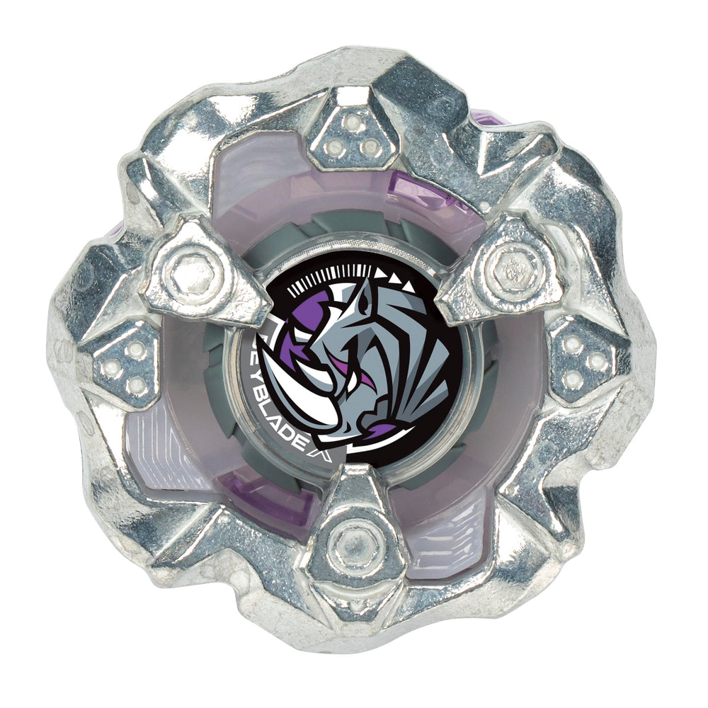 Beyblade X Horn Rhino components laid out for customization and strategy