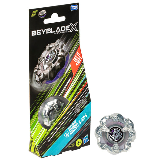 Beyblade X Horn Rhino 3-80S top front view ready for fast battles