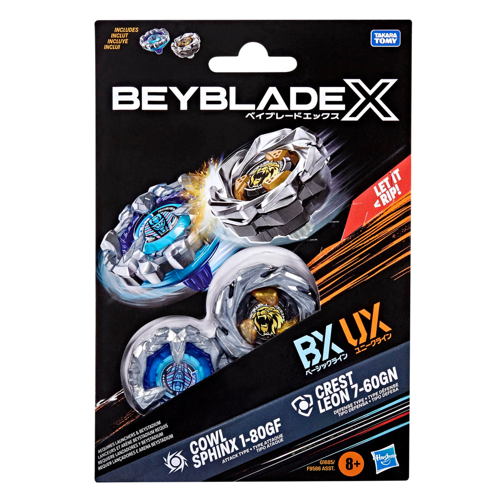 Interchangeable die-cast blades for Beyblade X top customization and balance.