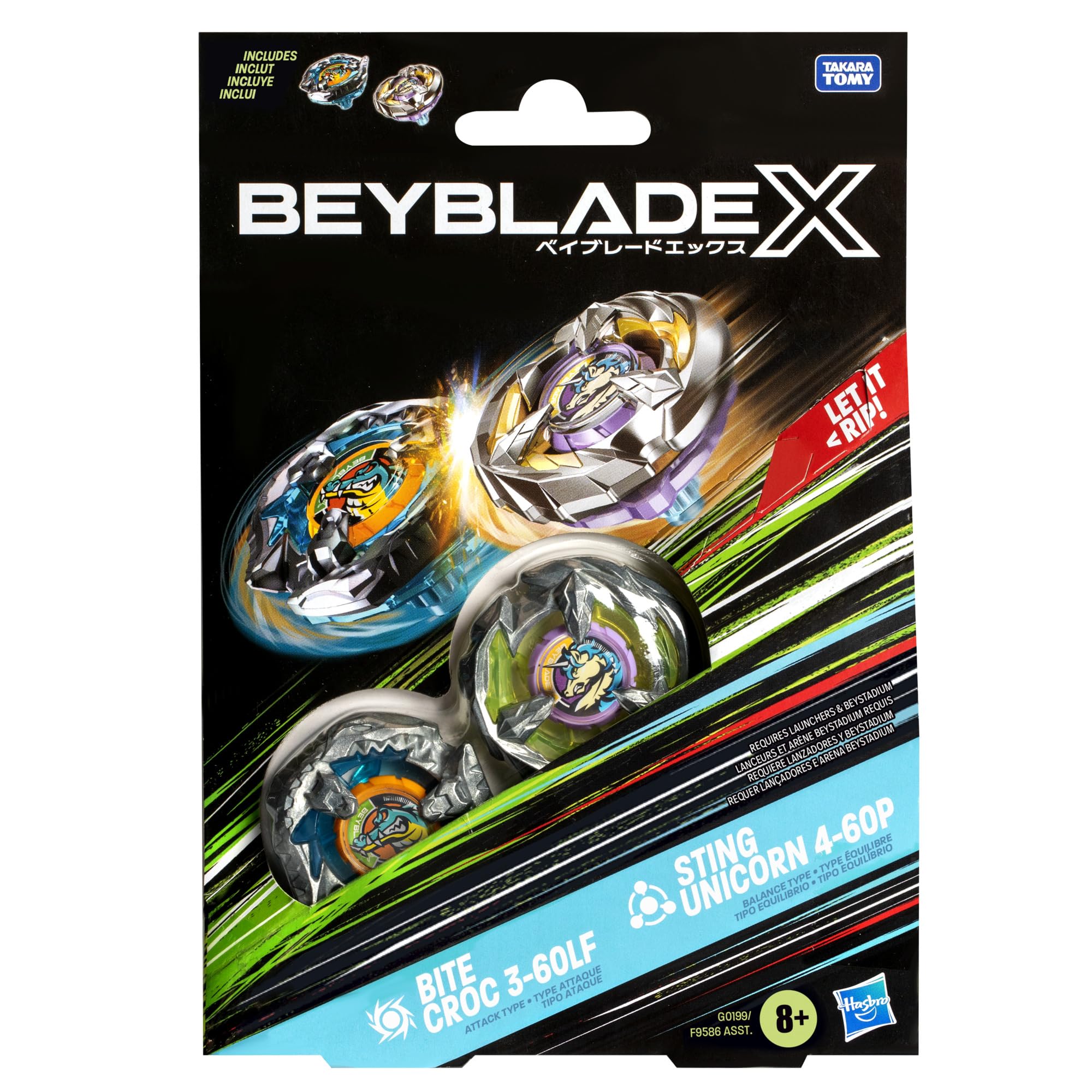Interchangeable parts kit for Beyblade X tops enabling quick customization