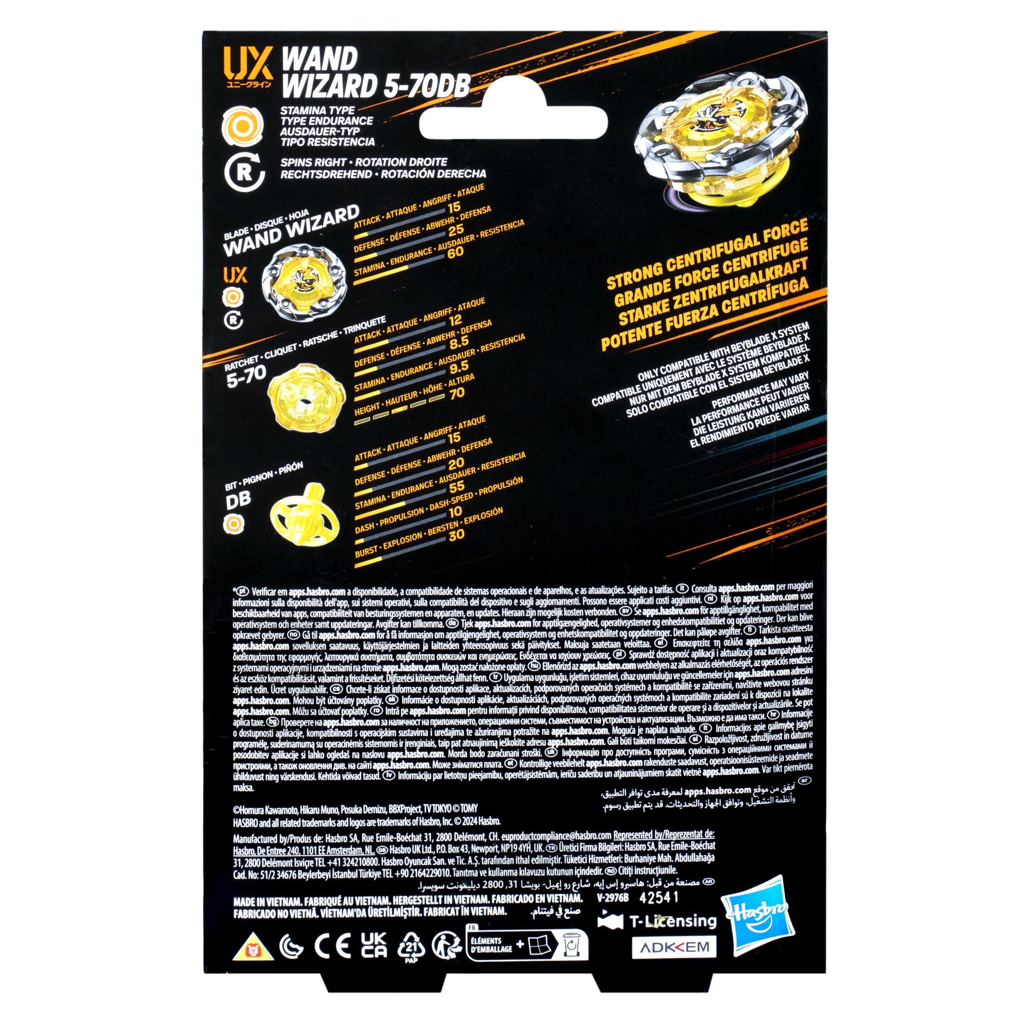 Interchangeable Beyblade X parts shown for easy customization and upgrades.