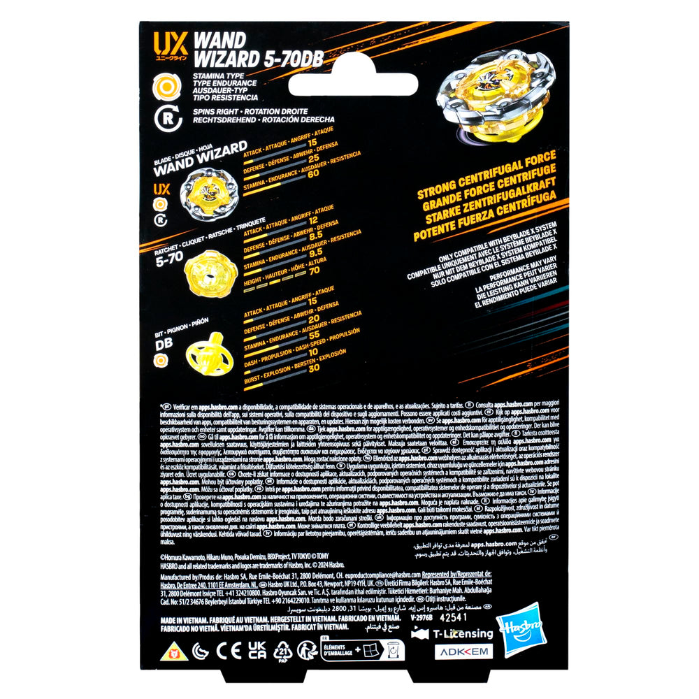 Interchangeable Beyblade X parts shown for easy customization and upgrades.