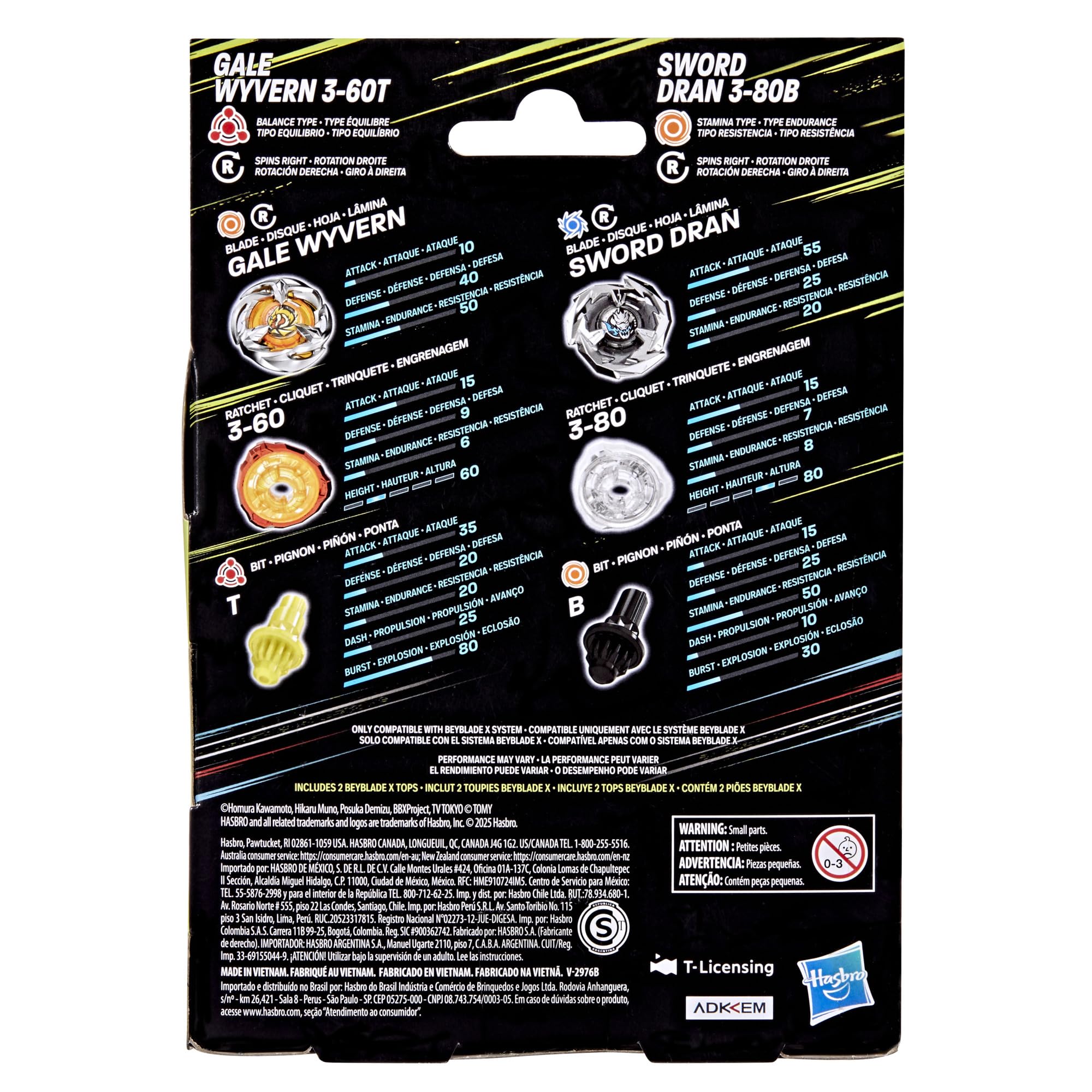Beyblade X interchangeable parts showing customization options