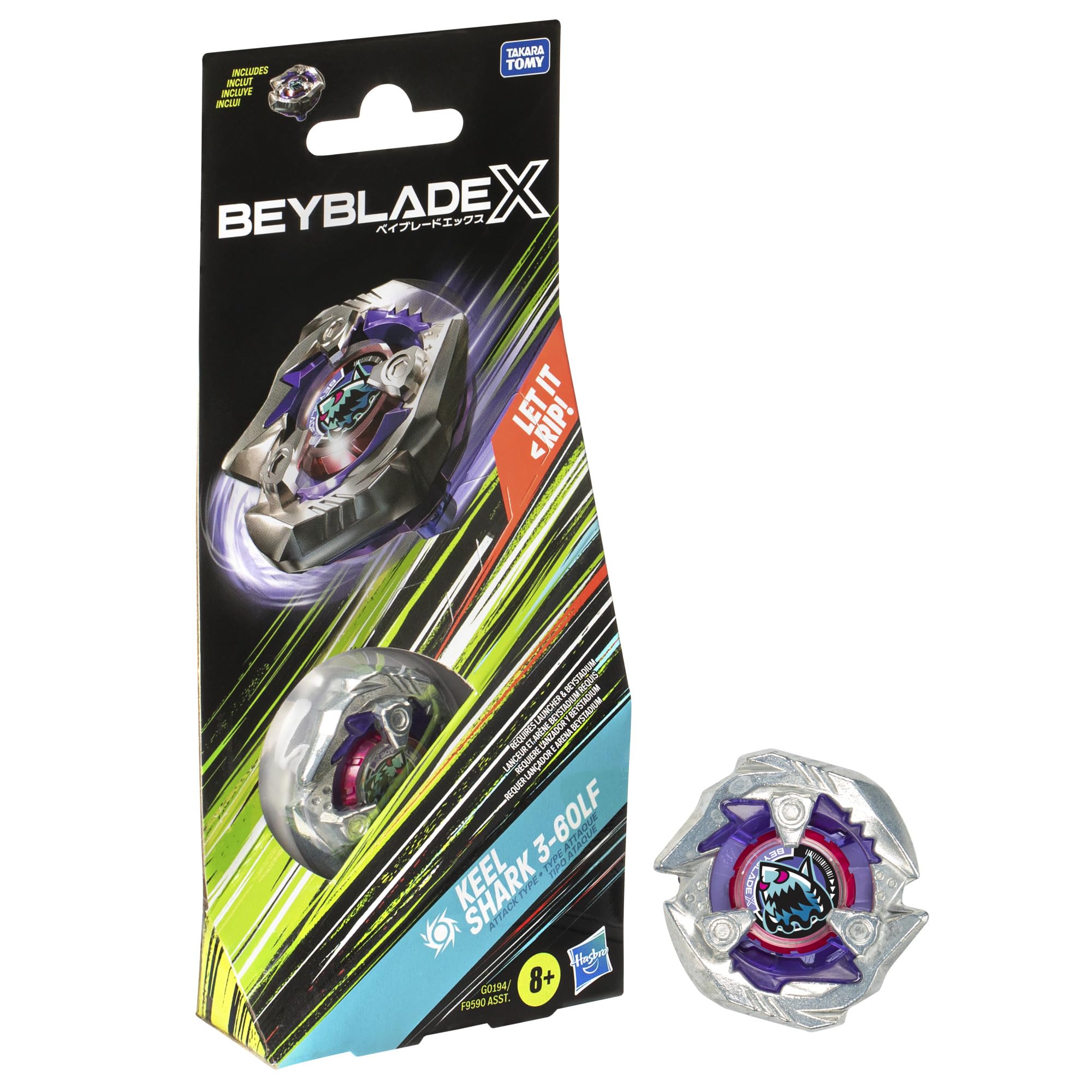 Beyblade X Keel Shark top ready for high-speed battles.