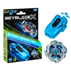 Beyblade X rope launcher with Cobalt Dragoon 2-60C enables fast launches for competitive play.