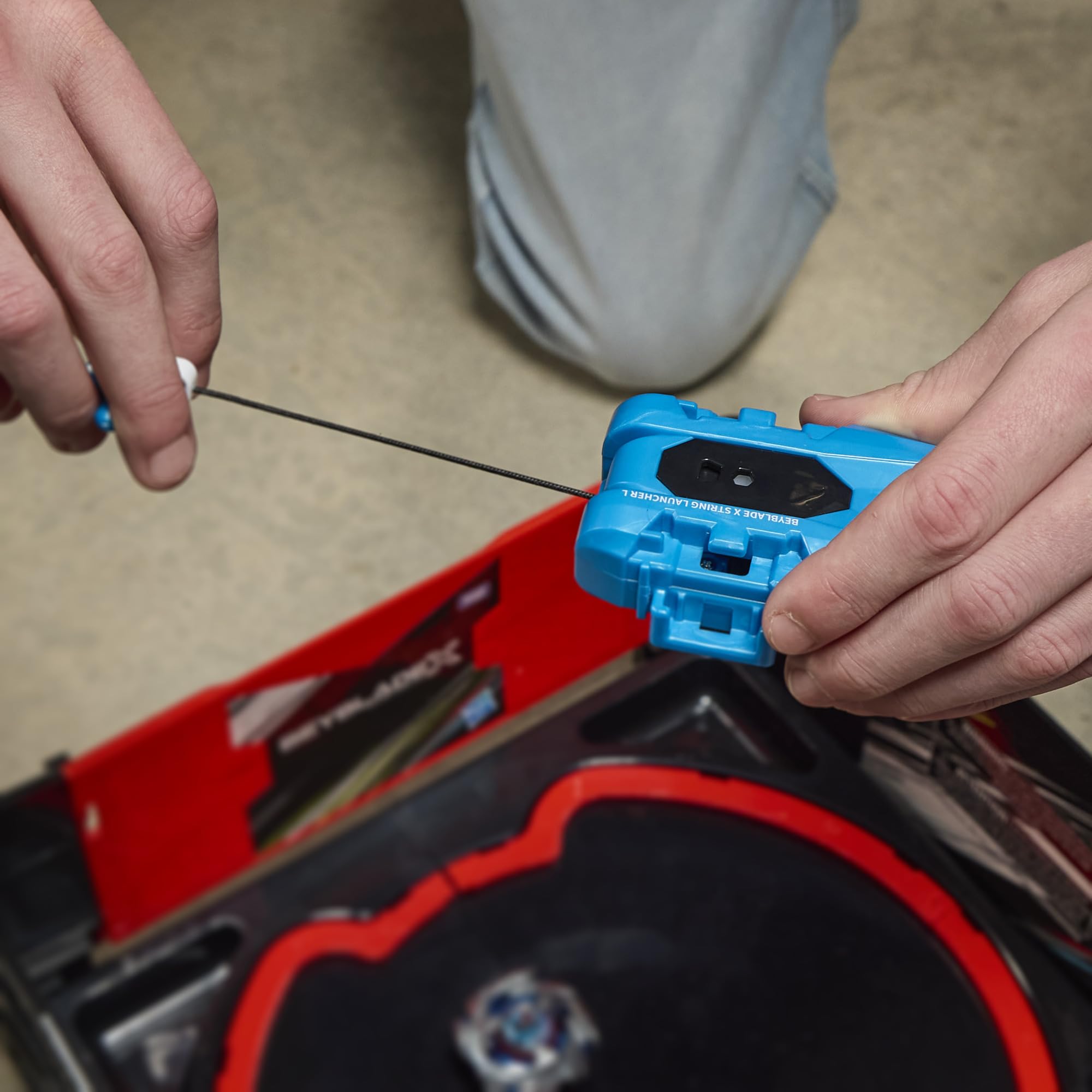 Beyblade X acceleration system boosts launch speed during hyperspeed starts.