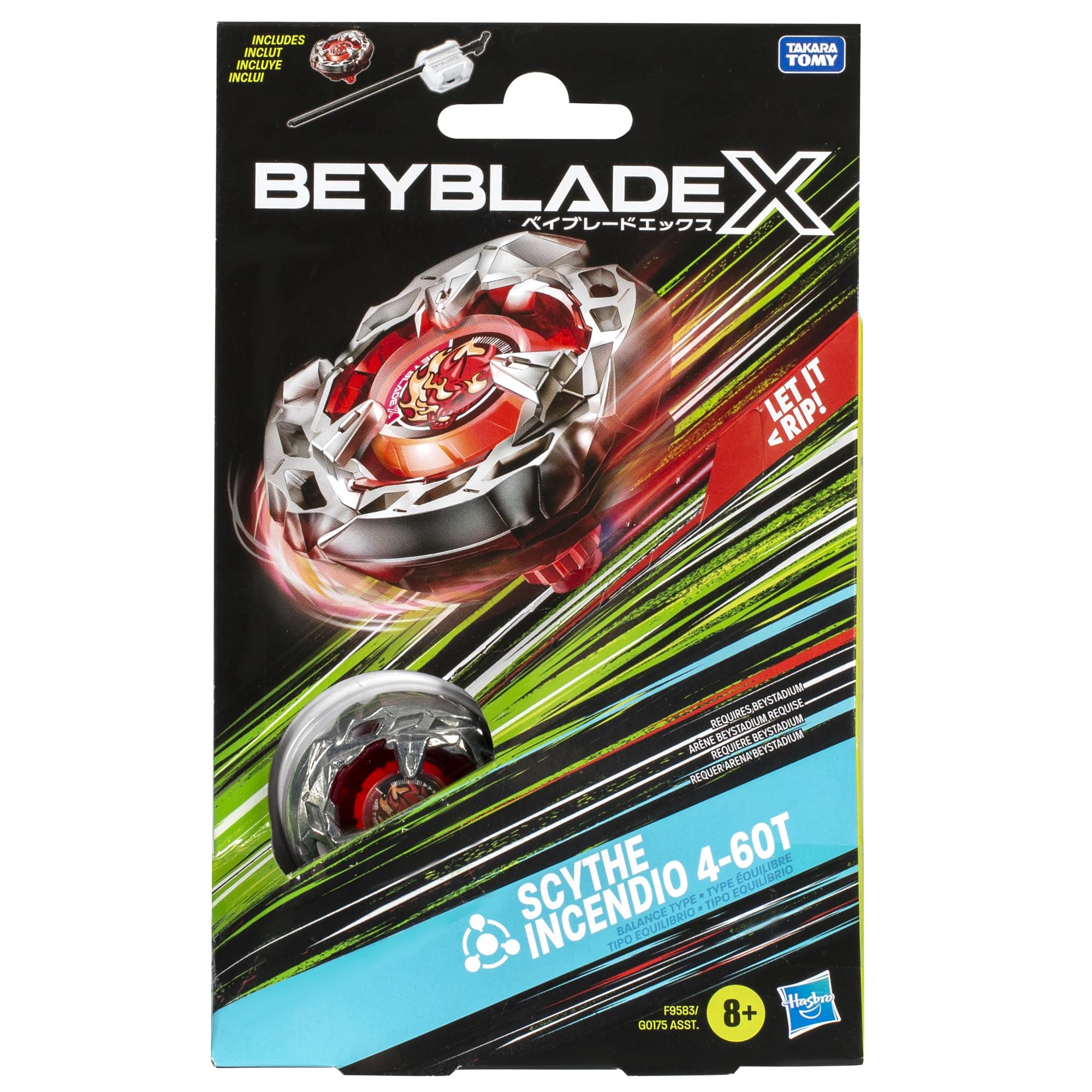 Beyblade X ratchet and bit assembly shown for easy setup.