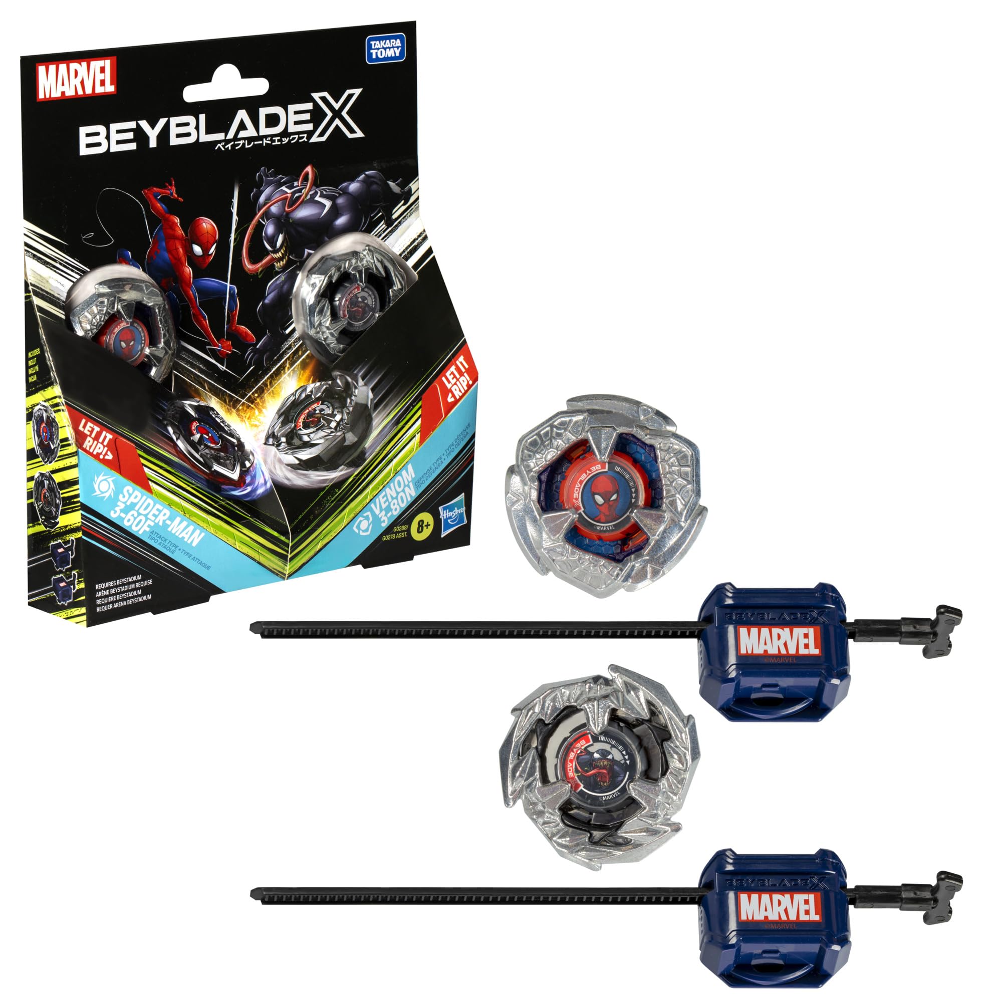 Beyblade X Spider-Man 3-60F top for high-speed battles in Beystadium