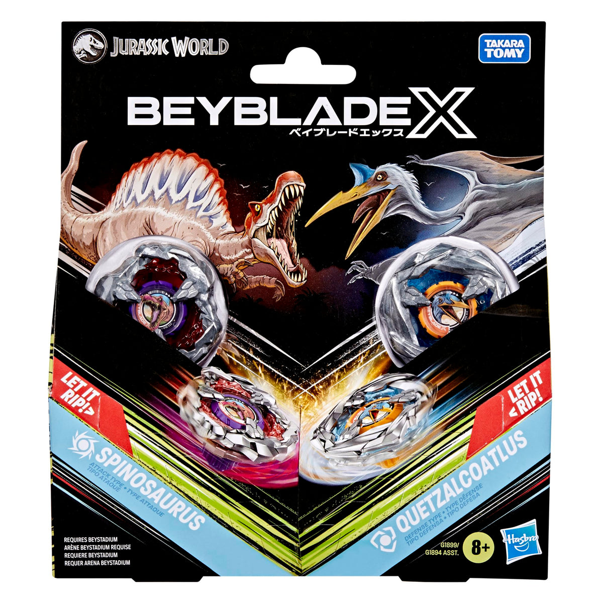 Beyblade X Spinosaurus top with metal parts for dramatic battles.