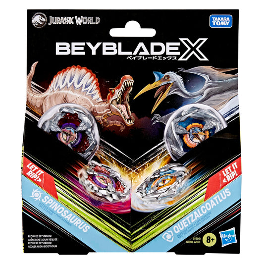 Beyblade X Spinosaurus top with metal parts for dramatic battles.