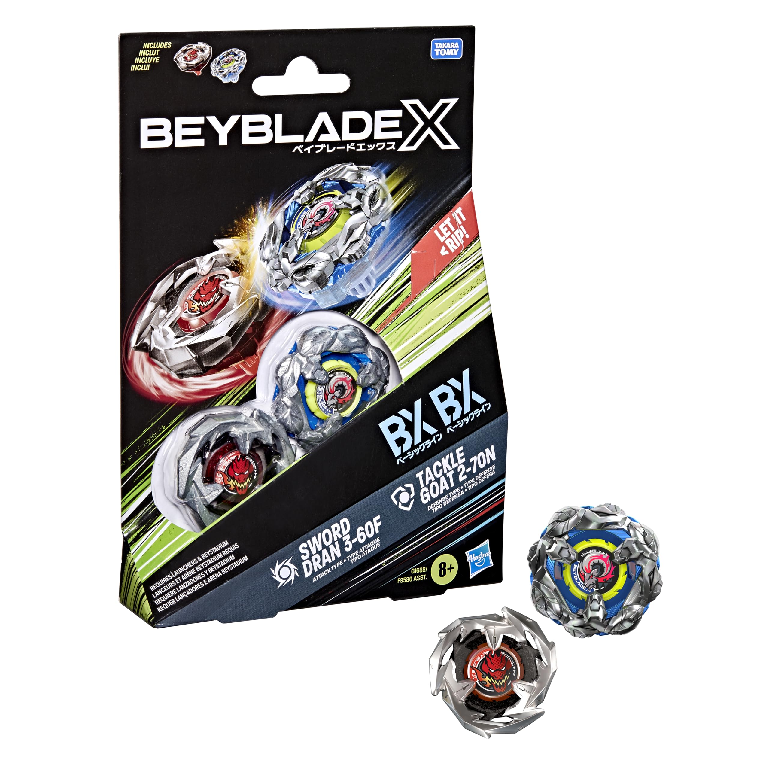 Beyblade X Tackle Goat 2-70N top in action for defensive play.