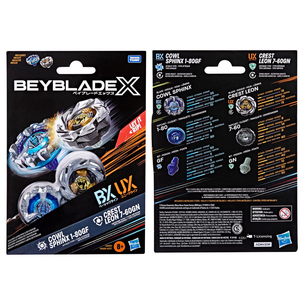 Authentic Takara Tomy Beyblade X die-cast tops for premium battles.