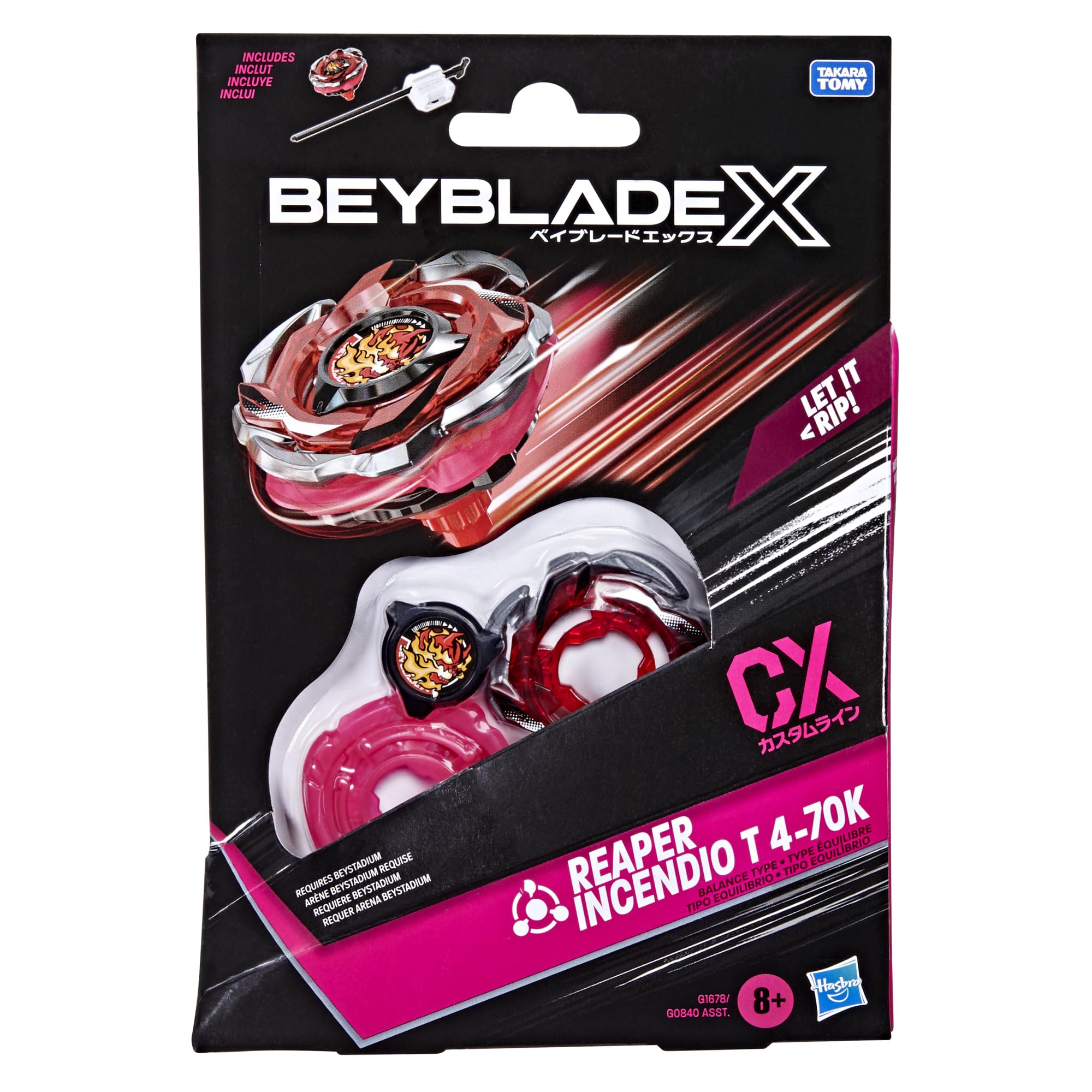 Beyblade X three-part CX blade assembly for customization