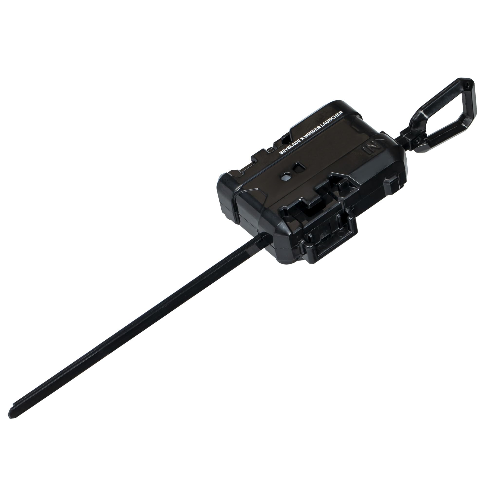 Close-up of the Beyblade X Winder Launcher ripcord in action for quick pulls.