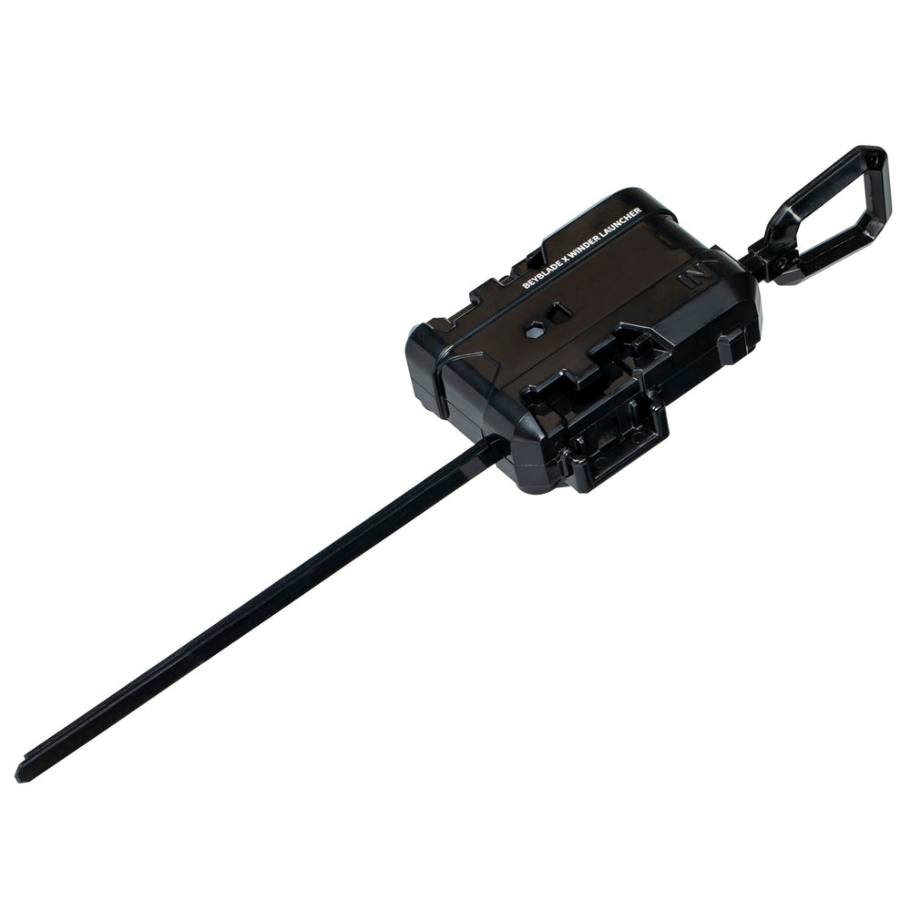 Close-up of the Beyblade X Winder Launcher ripcord in action for quick pulls.