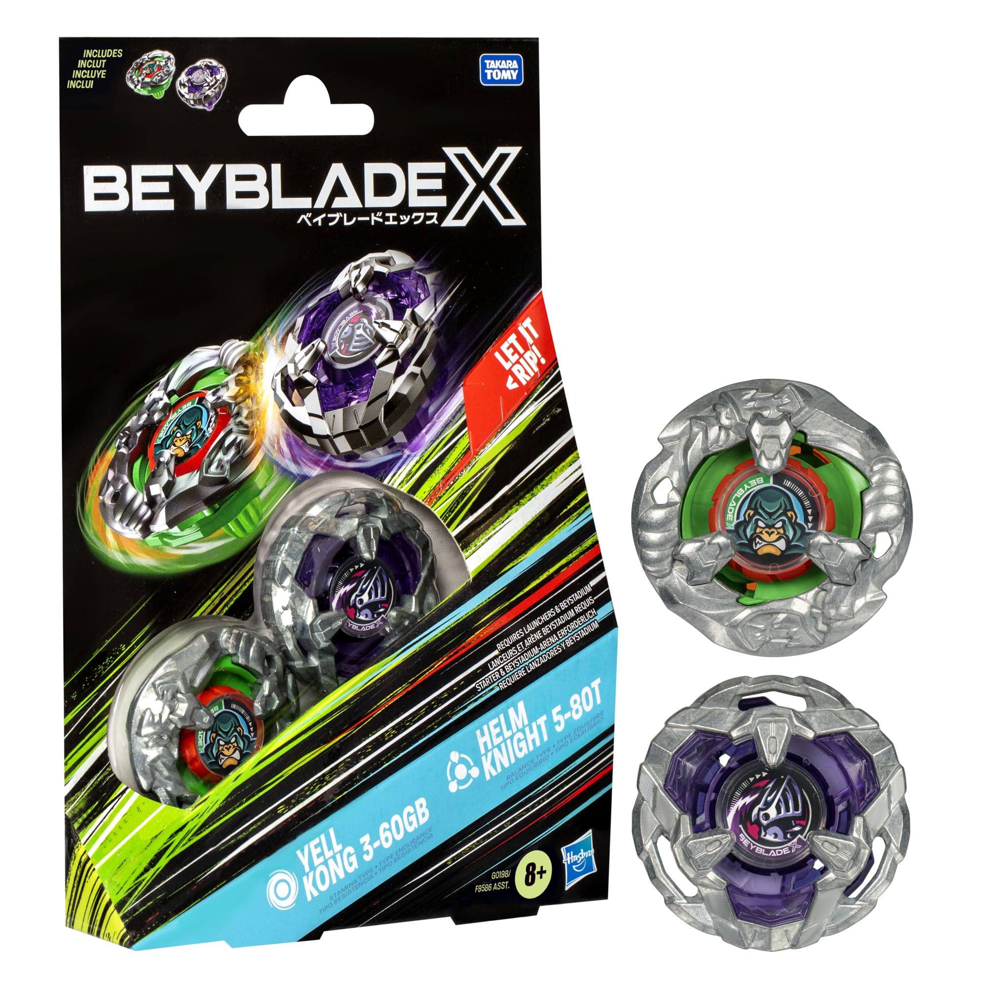 Beyblade X Yell Kong 3-60GB top in motion for fast-paced, competitive battles.