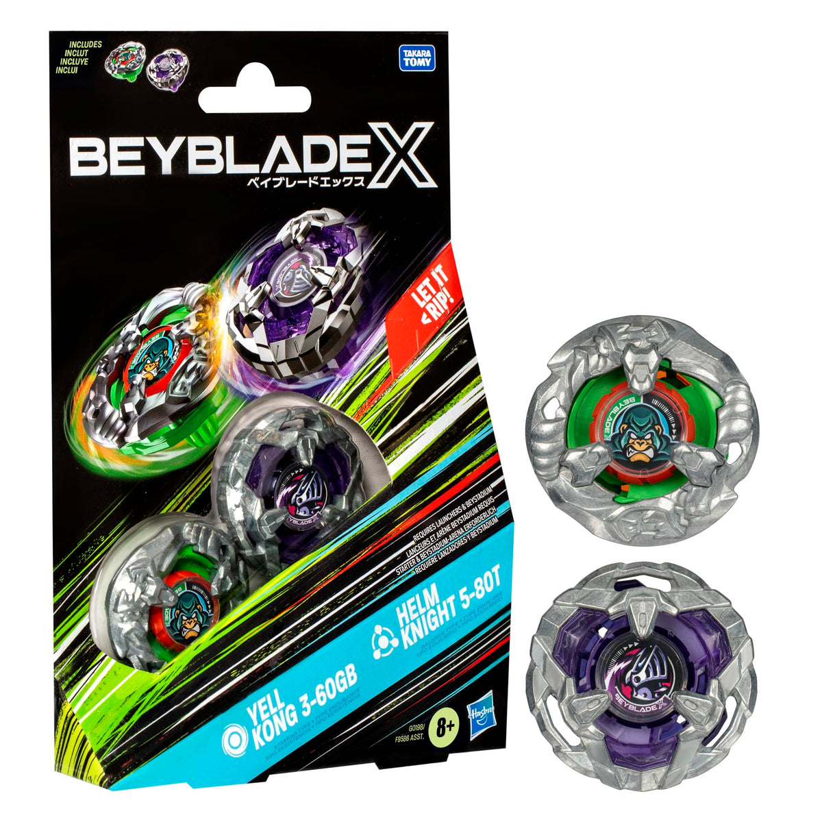 Beyblade X Yell Kong 3-60GB top in motion for fast-paced, competitive battles.