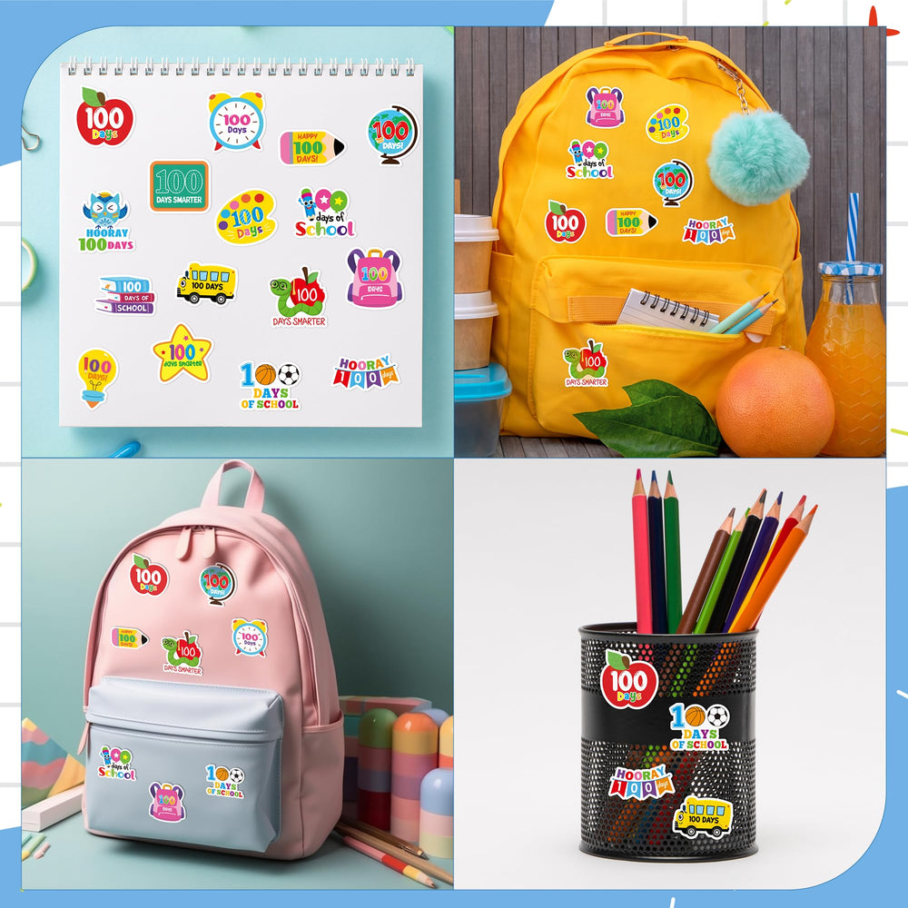 BeYumi 100 Days Smarter stickers decorate a classroom