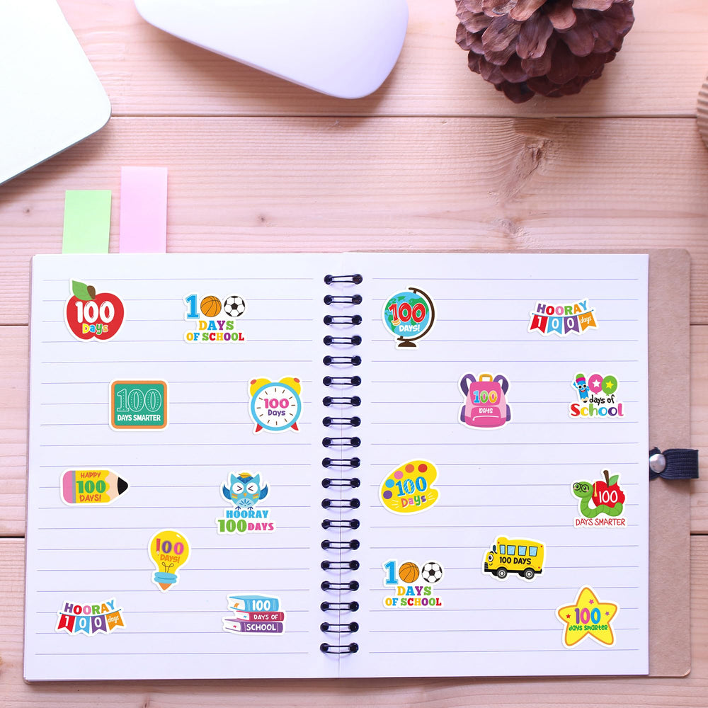 BeYumi stickers applied to a notebook for daily motivation