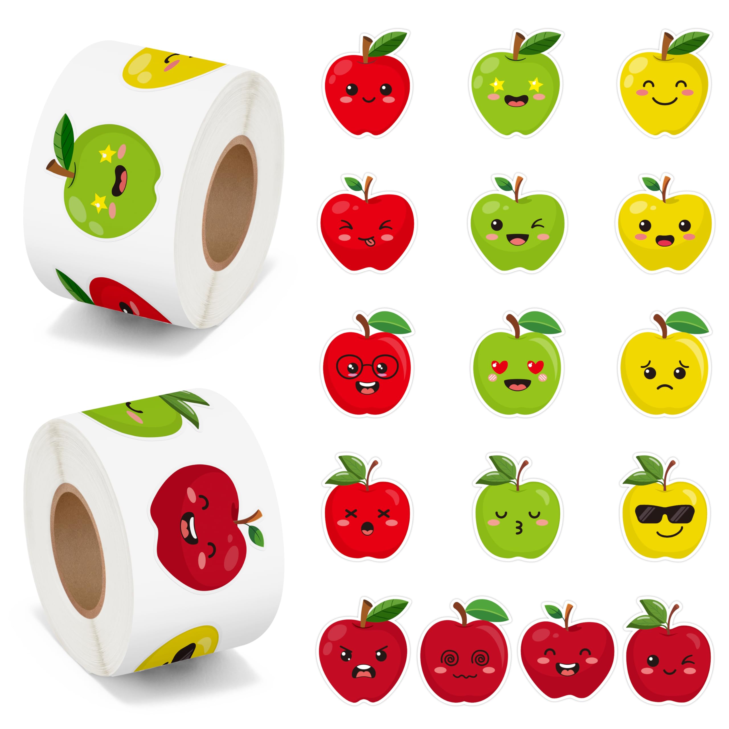 BeYumi apple reward roll stickers two-roll set with assorted expressions motivating kids
