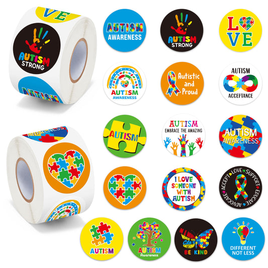 BeYumi autism awareness roll stickers: two-roll pack for durable event decor