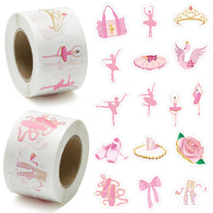 BeYumi ballet stickers in pink-gold tones decorate laptops and notebooks with a glossy finish.