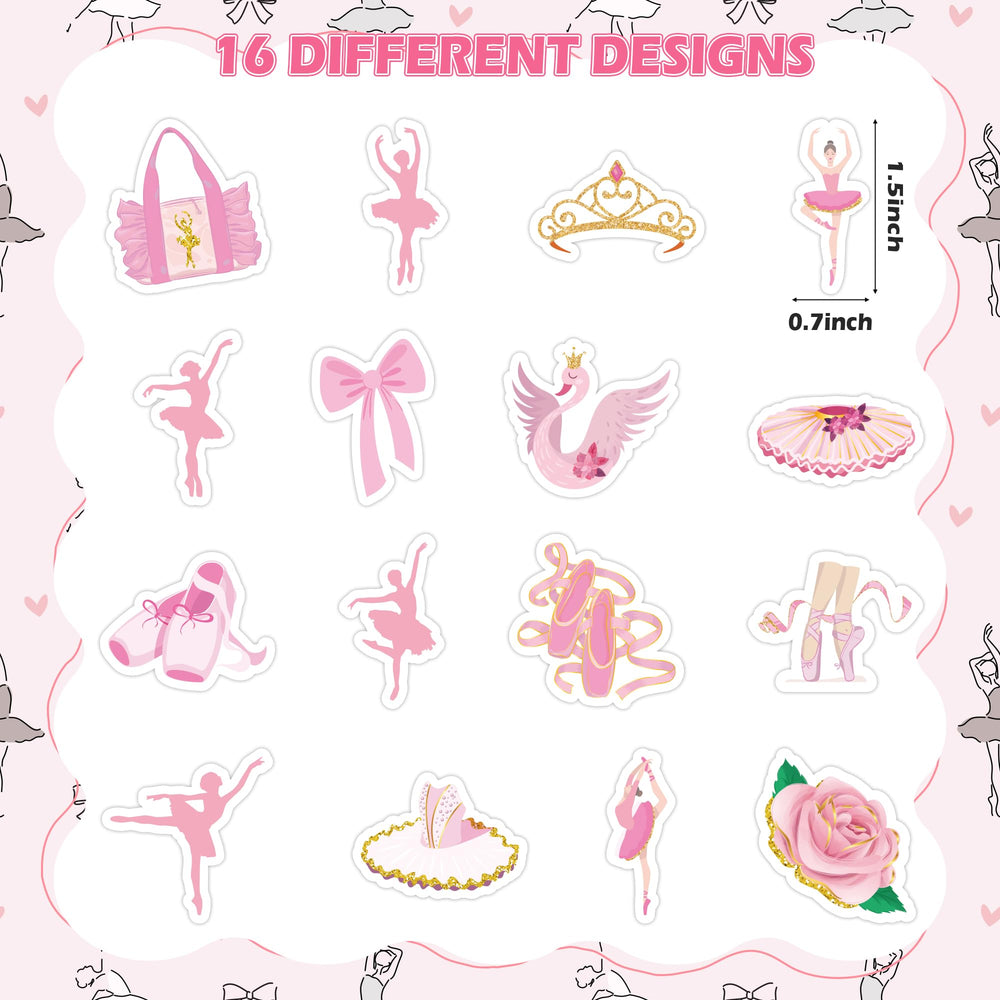 BeYumi ballet stickers featuring roses, bows, and swans for party decor and scrapbooks.