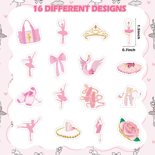 BeYumi ballet stickers featuring roses, bows, and swans for party decor and scrapbooks.
