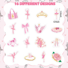 BeYumi ballet stickers featuring roses, bows, and swans for party decor and scrapbooks.