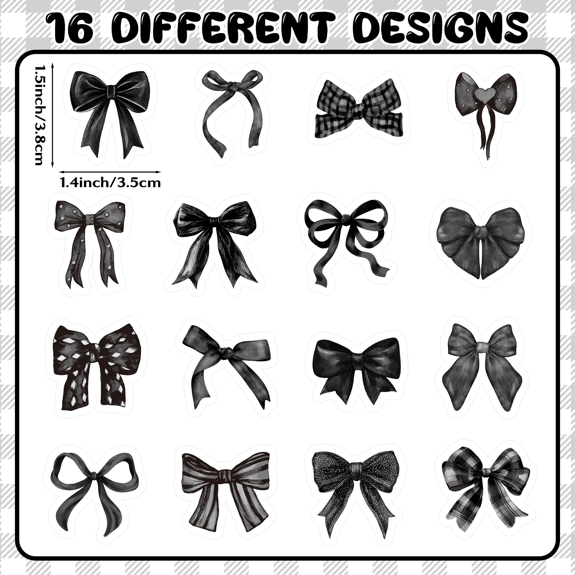 BeYumi black bow decal enhances scrapbooks with durable, smudge-resistant detail.