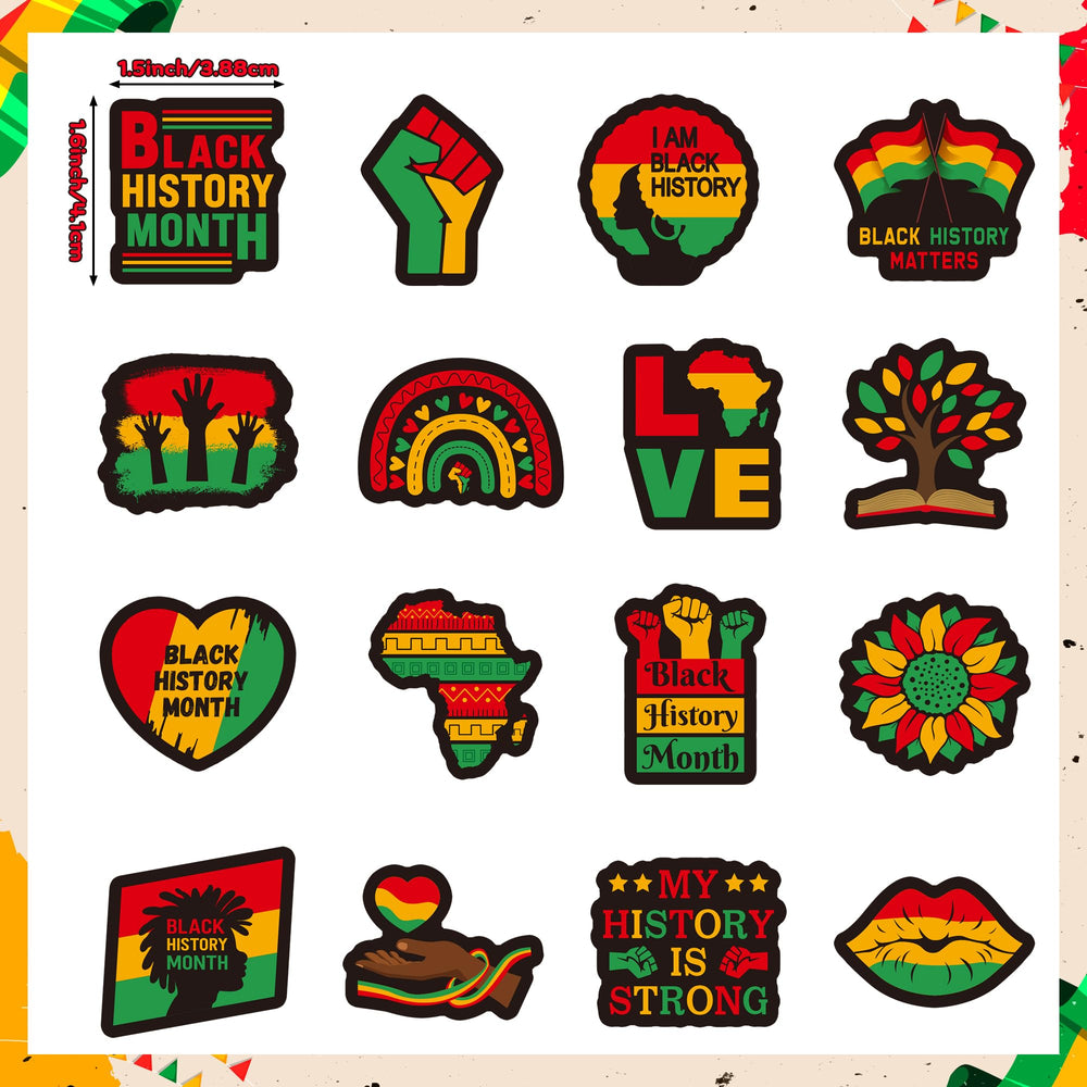 BeYumi Black History Month African continent map sticker adds bold educational accents.