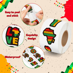 BeYumi Black History Month pan-African heart sticker enhances celebration-worthy notebooks and bottles.