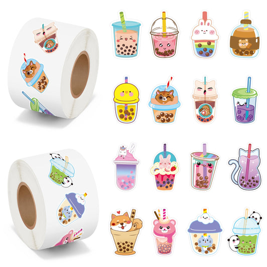 BeYumi bubble tea sticker roll two rolls waterproof for laptops and bottles.