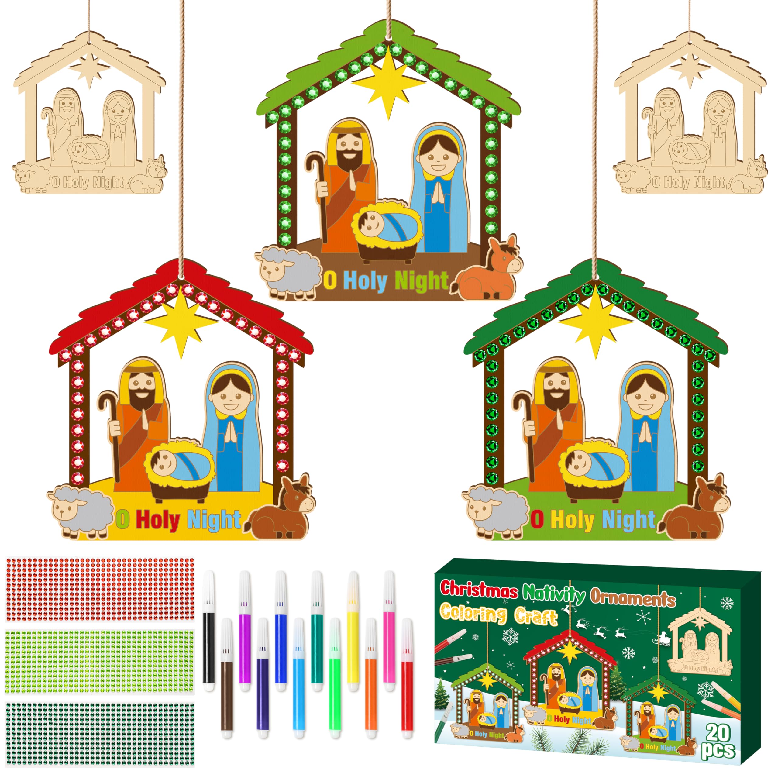 BeYumi Christmas wooden house craft kit for kids, perfect for creating festive nativity decor.