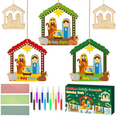 BeYumi Christmas wooden house craft kit for kids, perfect for creating festive nativity decor.
