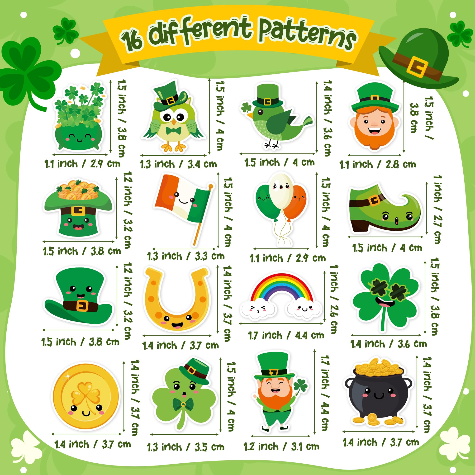 BeYumi shamrock stickers roll featuring multiple designs for DIY projects