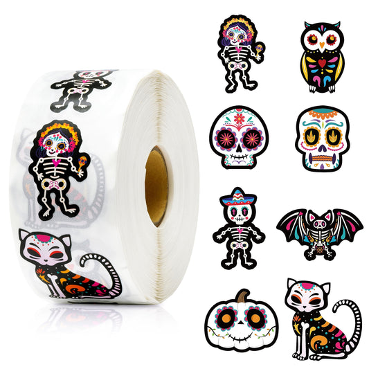 BeYumi Day of the Dead stickers roll for laptops and water bottles.