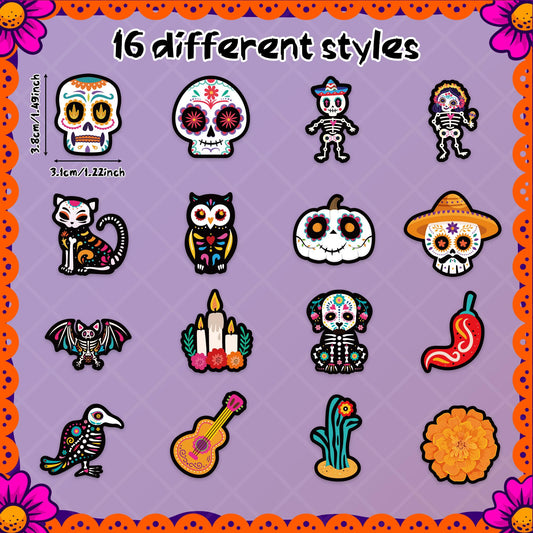 BeYumi day-of-the-dead sugar skulls vinyl decals add color to luggage with durable vinyl