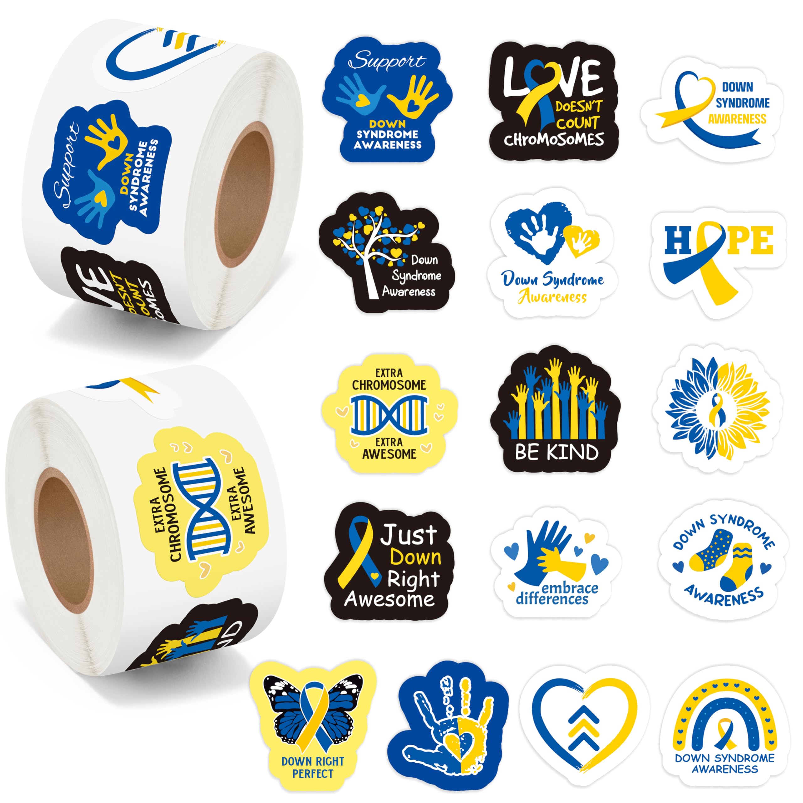 BeYumi blue yellow ribbon sticker on two roll pack for campaigns
