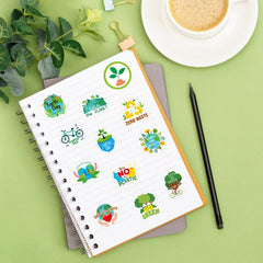 BeYumi Earth Day stickers on laptop add subtle sustainable flair