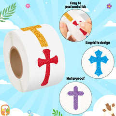 BeYumi Easter cross sticker detail shot highlights shimmering edges for decorations