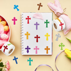 BeYumi Easter cross sticker packaging shows two rolls for easy gifting and reuse
