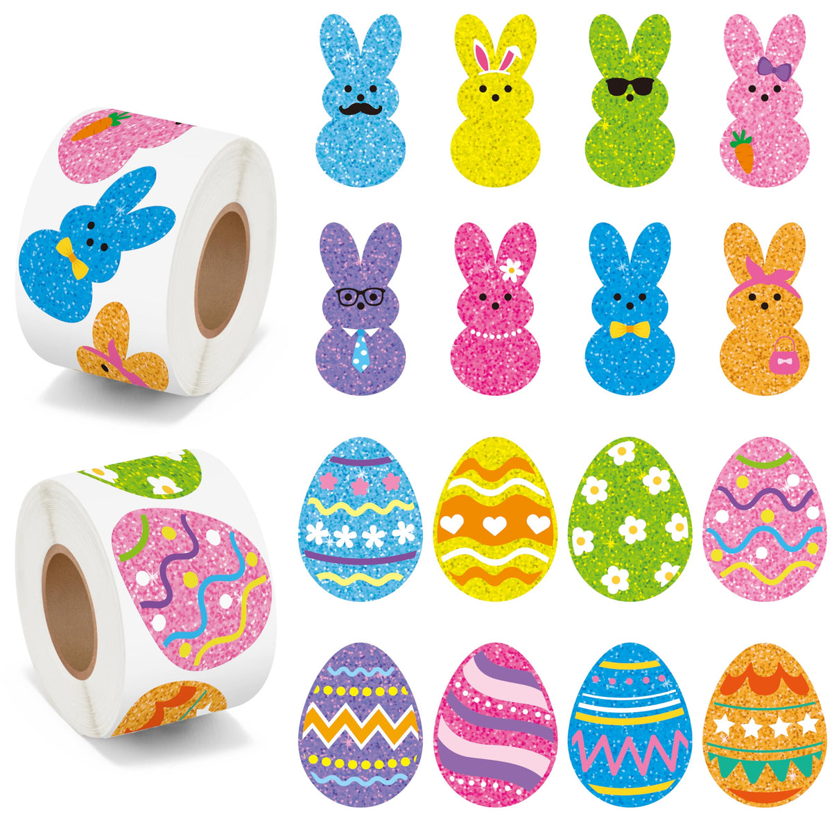 BeYumi Easter laser bunny roll sticker with holographic bunnies for festive decor