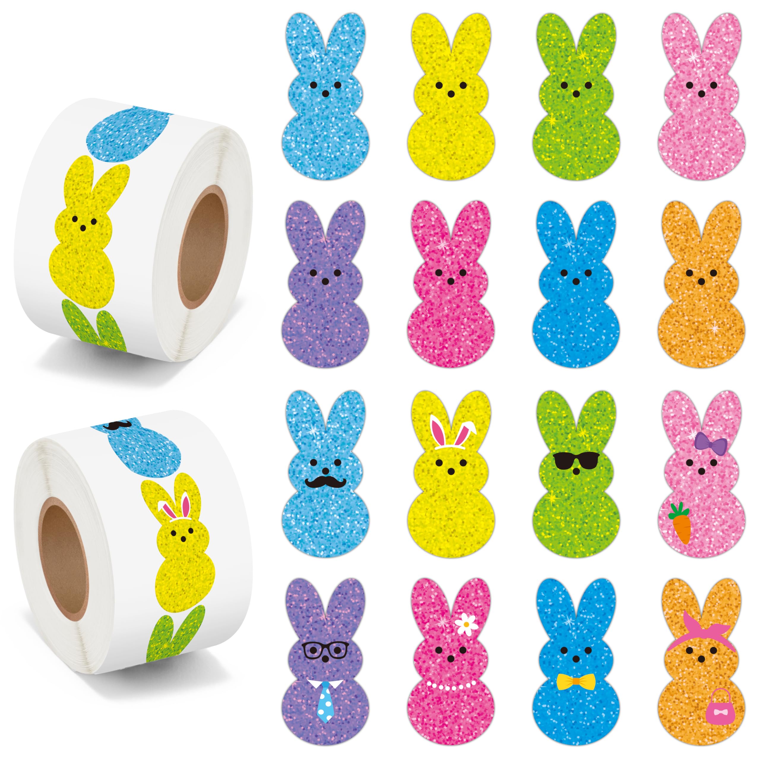BeYumi Easter laser bunny sticker roll with holographic sparkle for crafts